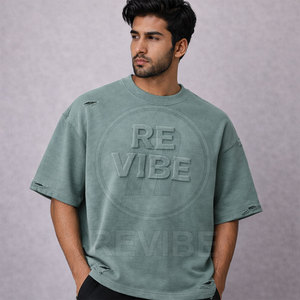 Camiseta de Hombre Tallas Grandes, Sólida, con Relieve, Personalizada, Nuevo Estilo, Cuello Redondo, 100% Algodón, Tejido Transpirable de Lona, Alta Calidad - Product Image 2