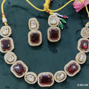 Collier Kundan en moissanite SKU- AN 372 MK - Product Image 1