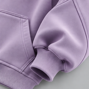 Men's Oversized <b>Hoodie</b> Sleeve Pullover Sweatshirt Solid Casual Drawstring Kangaroo Pocket Purple - Product Image 6