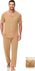 Ensemble pyjama femme col en V manches courtes, tenue de détente deux pièces en mélange de bambou - Product Image 6