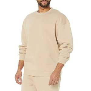 Sudadera Beige de Cuello Redondo para Hombre, Corte Regular, 100% Algodón, Felpa Francesa, Estilo Casual, Color Sólido, para Otoño, Estilo Moderno - Product Image 2