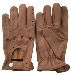 Leather Unisex Waterproof Custom Logo & Color Car Driving Gloves with Non-Slip Palm Adjustable Wrist <b>Strap</b>-Stylish Design - Product Image 3