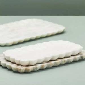 Plateau carré en marbre blanc élégant, plateau décoratif en marbre pour la salle à manger, plateau de décoration de luxe pour la maison, plat en marbre de qualité supérieure - Product Image 5