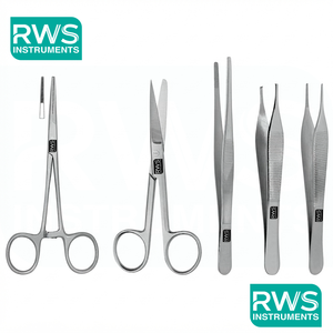 Kit de soins de base de 5 pièces - Ensemble d'instruments chirurgicaux professionnels en acier inoxydable pour le soin des plaies, autoclavable, réutilisable, ISO13485 - Product Image 1