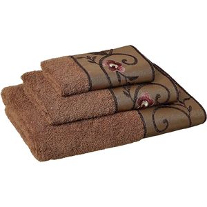 Ensemble de 3 serviettes de bain et de toilette au design floral moderne, classique et contemporain – Décoration de salle de bain unique et magnifique - Product Image 1