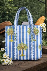 Hermosa Bolsa Tote Reversible Premium con Estampado de Bloques, Popular Bolsa Tote Acolchada de Algodón con Estampado a Mano de Bloques Indios, Bolsa de Mercado Estilo Hippie - Product Image 4