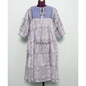 เดรสยาวปานกลางประดับพู่ลายดอกไม้สำหรับผู้หญิง ผ้าฝ้าย 100% สไตล์วินเทจทรงเอ หวานละมุน เหมาะสำหรับงานพิธีการ เอวธรรมชาติ เป็นมิตรกับสิ่งแวดล้อม ขายส่ง - Product Image 1