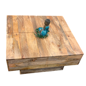 Modern Home Decor Solid Mango <b>Wooden</b> <b>Square</b> Shape Natural Finish Home Living Room Center <b>Coffee</b> <b>Table</b> For Hotel Villa Cafe Use - Product Image 5