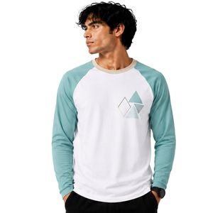 <b>White</b> And Mint Green Raglan Long Sleeve T Shirt Men Premium Cotton Crew Neck Graphic Baseball Tee Custom OEM Streetwear Apparel - Product Image 1