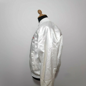 Blouson bomber ajusté pour homme, blanc brillant, taille XL, fabriqué aux États-Unis, années 80-90 - Product Image 3