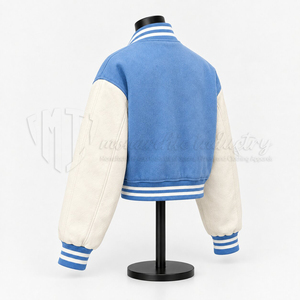 <b>Women</b> Cropped Varsity <b>Jacket</b> Custom Letterman <b>Jacket</b> Floral Embroidery Bomber <b>Jacket</b> Manufacturer Wholesale - Product Image 4