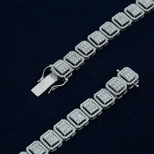 Emerald Cut 18K Natural Stone Chain <b>Bracelet</b> Rhodium Plated Geometric Classic Unisex IGI Certified Wedding Jewelry - Product Image 3