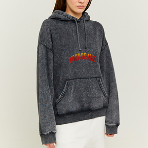 Wholesale Custom Made Acid Wash Drop Shoulder Women's Hoodies Custom Screen Printed Logo Breathable 100% Cotton Fleece Winter - Product Image 4