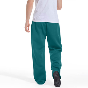 Pantalon large pour homme, couleur turquoise, taille élastique, coton, décontracté, respirant, léger, poches latérales, devant plat, style printemps 2027 - Product Image 4