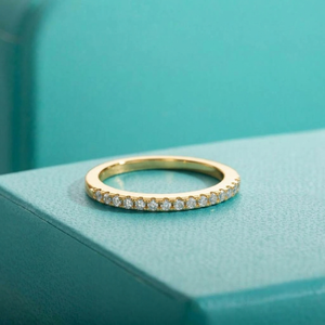 Anillo de Oro Amarillo de 14K con Diamantes Cultivados en Laboratorio, Corte Brillante Clásico para Mujer, Media Eternidad, Banda Pavé, Regalo de Aniversario de Bodas, Certificado IGI - Product Image 2