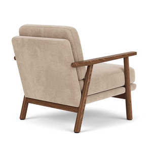 Fauteuil rembourré moderne avec design à pieds bas pour usage intérieur, assise en tissu et pieds en bois, meubles de salon - Product Image 5