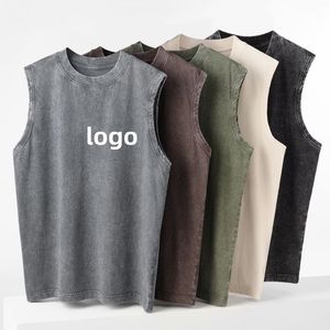 Stylish Fashionable Casual Men Tank Tops 100% Cotton Washed Polyester/Cotton Breathable Low Price High Quality OEM Custom - Product Image 1