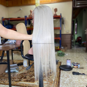 Perruques de cheveux naturels vietnamiens lisses et raides, sans colle, avec dentelle frontale, densité 200%, couleur personnalisable, sans nœuds - Product Image 1