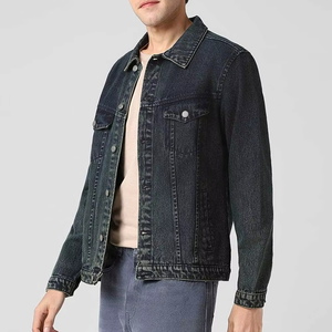 Veste en jean noire OEM/ODM imprimée délavée à l'acide, simple boutonnage, manches longues, pour homme, idéale pour la saison automne - Product Image 5