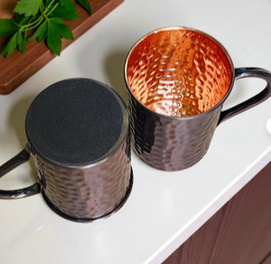Taza Moscow Mule de Cobre con Diseño Martillado, Acabado Negro Antiguo, Asa Metálica, Estilo Vintage, Vajilla para el Hogar - Product Image 2