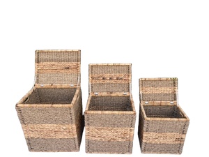 Ensemble de 3 paniers de rangement Hien Luong en jacinthe d'eau naturelle tressée à la main, style rustique, multifonction pour vêtements - Product Image 2