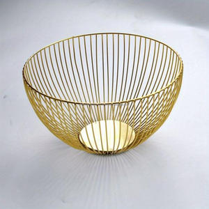 Wholesale Quality <b>Gold</b> Finished Wire <b>Basket</b> Best Selling Reusable Kitchenware Fruit <b>Basket</b> <b>Storage</b> Wire Bowl for Home Decoration - Product Image 3