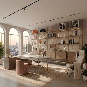Étagère flottante sur pied de style luxe discret, sur mesure, haut de gamme, pour la décoration masculine de <span class=keywords><strong>bureau</strong></span> à domicile - Product Image 2