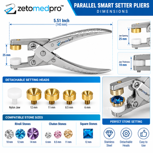 Alicates de Engaste Inteligentes Paralelos con Cabezas Desmontables para Engaste de Piedras Cuadradas Rivoli Chaton Zetomed Pro - Product Image 3