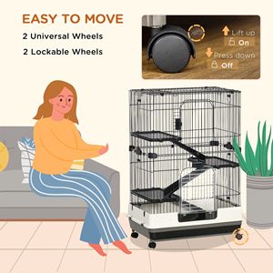 "4-Level Luxury Black Pet Cage with Wheels & <b>Slide</b>-Out Tray for <b>Small</b> Animals (32L)" - Product Image 5