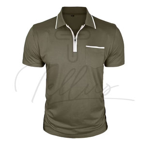 T-shirts respirants à manches courtes pour hommes de haute qualité, broderie de logo personnalisée, motif uni, tissu jersey, polo uni - Product Image 3