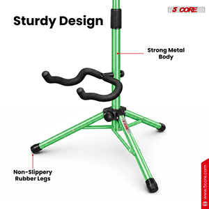 5 Core Heavy Duty Adjustable Floor Guitar Stand with <b>Triangle</b> <b>Bracket</b> and Neck Holder for Acoustic/Electric/Classic/Bass Guitars - Product Image 6