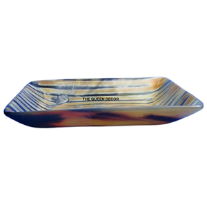 Plateau carré fait main au design élégant, idéal pour servir les aliments, plateau de service en corne bleue de haute qualité - Product Image 1