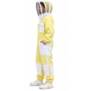 Combinaison d'apiculture avec capuche en maille ventilée, vêtements de travail en coton jaune, combinaison respirante unisexe, vêtements de protection pour l'apiculture - Product Image 4