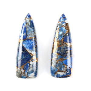 Cabochon en Lapis Lazuli Naturel de Qualité Supérieure 10x30mm, Forme Trillion Longue en Cuivre, à Dos Plat, Pierre Précieuse Libre pour la Fabrication de Bijoux et Boucles d'Oreilles - Product Image 1