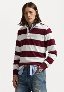 Chemise de rugby à manches longues rayée pour homme, col boutonné, décontractée, printemps, coton popeline respirant, manches longues, blanc bordeaux - Product Image 2