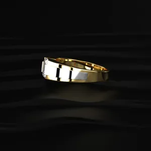 Nouvelle collection de bagues en diamant taille émeraude, or jaune, diamant solide, pour homme, clarté VVS-VS, certifié IGI - Product Image 3