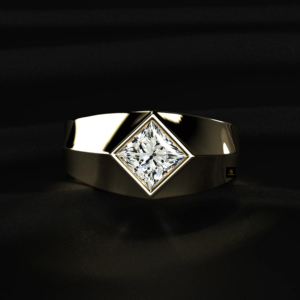 Anillo de sello con diamante de laboratorio talla princesa, certificado IGI, de color D a F, en oro, plata, amarillo, blanco, rosa, con brillo radiante. - Product Image 3