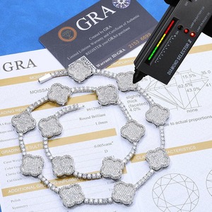 Pulsera de tenis con diseño de flor de trébol, estilo 'Iced Out', de lujo y llamativa para hombre, joyería hip hop, chapada en rodio plateado, con perla de agua dulce - Product Image 1