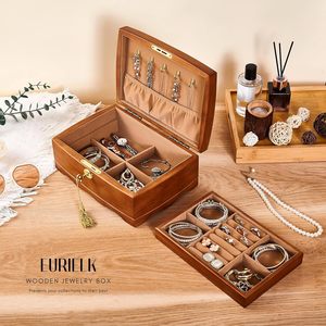 Wooden Jewelry <b>Box</b> With <b>Lock</b> And Key Brown Rectangle Shape Durable For Adult Wedding Occasion - Product Image 4
