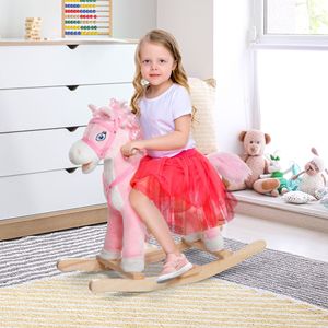 Grande Cavallo a Dondolo Rosa con Suoni Realistici e Coda Oscillante per Bambini di 3 Anni - Product Image 2