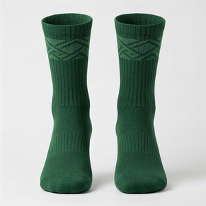 Green Crew <b>Socks</b> Geometric Pattern Breathable Knitted Regular Style Adult Casual Daily Use - Product Image 1