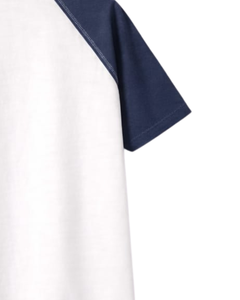 เสื้อยืดแขนสั้นผู้หญิงสีขาวกรมท่า แขนเสื้อแบบแร็กแลน ผ้าฝ้ายผสม แขนสั้น สวมใส่สบาย น้ำหนักเบา เหมาะสำหรับฤดูร้อน - Product Image 6