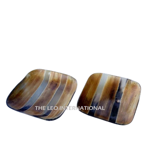 Natural <b>Black</b> and Brown Horn Plated Geometric Serving Tray Horn Handmade Decorative Storage Tray Dishes & <b>Plates</b> - Product Image 6