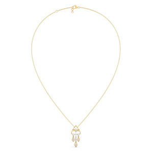 Collier architectural à triple pendentif diamant avec cadre géométrique ouvert et design de diamants superposés - Product Image 3