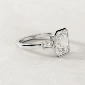 <b>Emerald</b> Cut 925 <b>Silver</b> Lab Grown Diamond Art Deco Engagement <b>Ring</b> IGI Certified Women Bridal Fine Jewelry Gift - Product Image 4