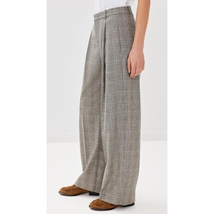 High Waist Wide Leg <b>Plaid</b> <b>Pants</b> Women's Wool Polyester Blend Pleated Front Loose Fit Full Length Autumn Style Anti-Wrinkle - Product Image 3