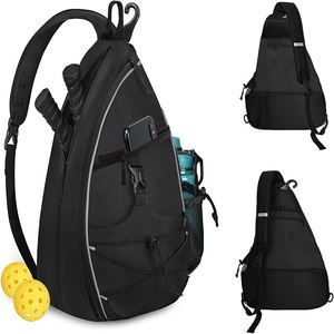 Durable Sports <b>Backpack</b> with Racket Pocket Protective Black Nylon Racket Bag for Tennis Squash and Badminton - Product Image 1