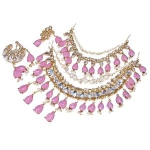 Exquisite Austrian Stone & <b>Mirror</b> Jhumki Fashion Jewelry Set <b>with</b> Maangtikka-10575476LPI - Product Image 2