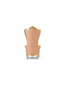 Silla de trono victoriana de piel sintética con respaldo alto, tapicería capitoné y estructura dorada para muebles de comedor formales - Product Image 3