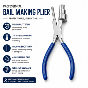 <b>Large</b> Multi-Barrel Bail Forming Pliers Blue Grip Jewelry Making Tool Stainless Steel Loop Shaping <b>Ring</b> Pendant Craft - Product Image 5